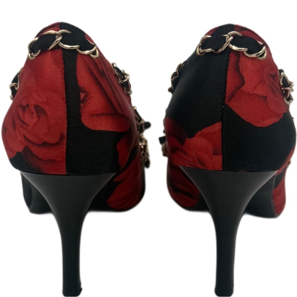J.Renee Red Rose Vampy Romantic Grunge Stiletto Satin High Heels Size 8.5 - Picture 7 of 10
